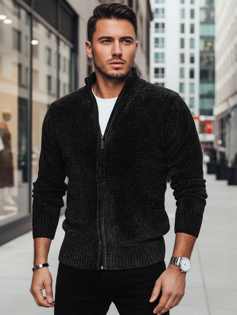 Férfi kigombolt pulóver fekete Dstreet WX2232