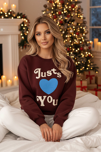 Női oversize nyomtatott pulóver FEELME burgundi Dstreet BY1474z