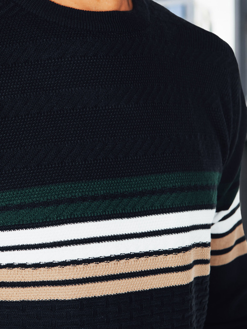 Férfi csíkos sötétkék pulóver Dstreet WX2323