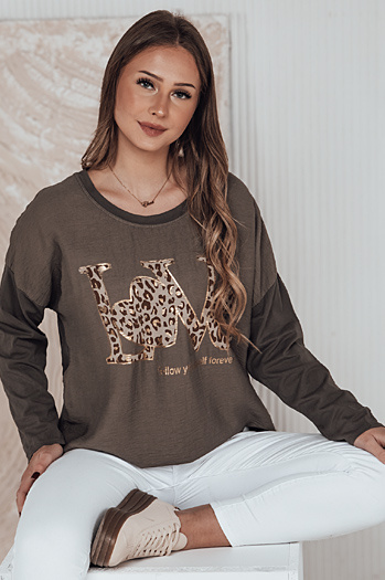 Női egyméretű blúz LOVEGLOW sötét barna Dstreet RY2698