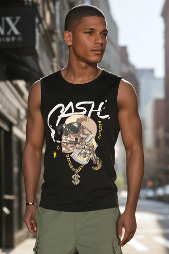 Férfi ujjatlan póló fekete Dstreet RX5653