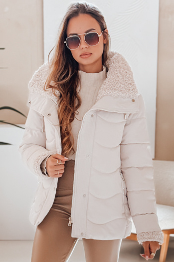 Női WARMMISS steppelt télikabát kapucnival fehér Dstreet TY4922
