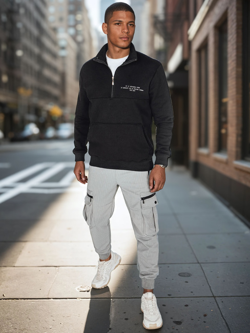 Férfi nyomtatott pulóver fekete Dstreet BX5887