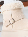 Női szarvasbőr hócsizma szőrmével bézs Dstreet ZY1252 ZY1252