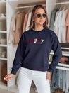 Női oversize pulóver hímzéssel SOFTRUS tengerészkék Dstreet BY1410_1