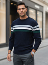 Férfi csíkos sötétkék pulóver Dstreet WX2334