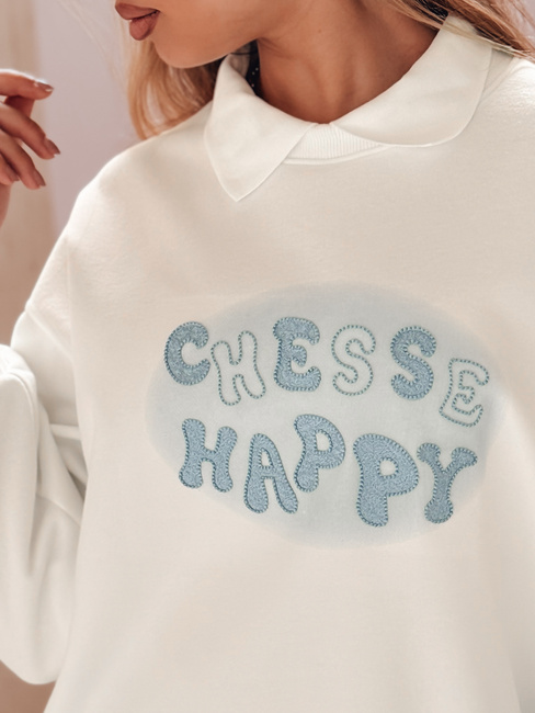 Női nagyméretű nyomtatott pulóver HAPIRES fehér Dstreet BY1484