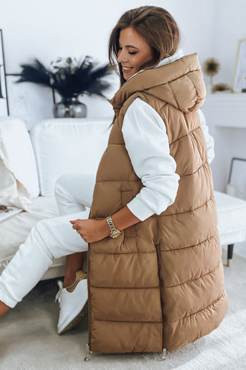 Női steppelt mellény MARIET camel színben Dstreet TY3158