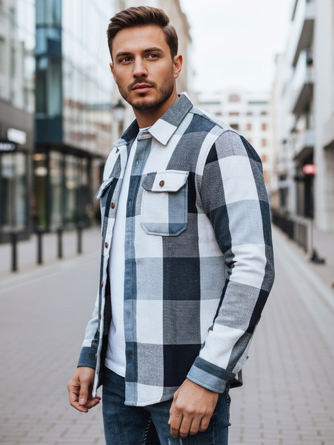 Férfi kék kockás flanel ing Dstreet DX2676