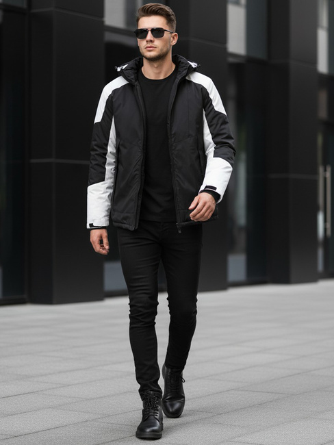 Férfi télikabát kapucnival fekete Dstreet TX5123