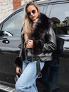 Női ramones dzseki szőrmével fekete Dstreet TY5233