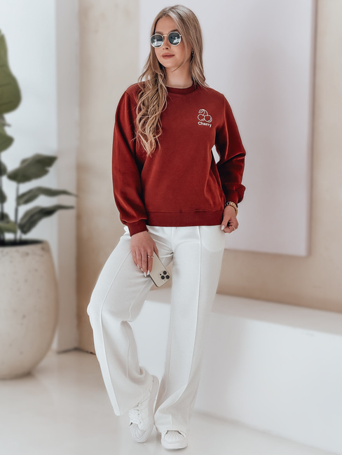 Női oversize pulóver hímzéssel CHERSOFT tégla Dstreet BY1398