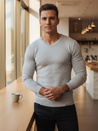 Férfi világos szürke, nyakig érő pulóver Dstreet WX2218