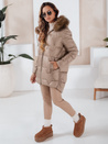 Női télikabát NORINA steppelt szőrmével camel Dstreet TY5056