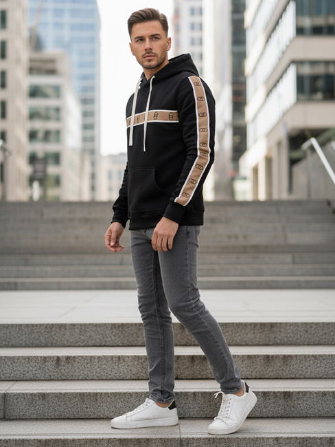 Férfi kapucnis pulóver fekete Dstreet BX5944