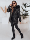 Női télikabát LOVEINSIDE steppelt szőrmével fekete Dstreet TY5049 TY5049