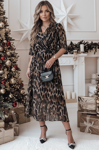 TIGRISSA egyméretű midi ruha fekete és barna Dstreet EY2546