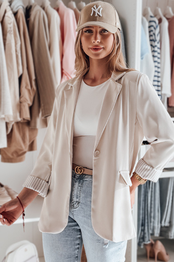 Női egyméretű oversize RESIDAL blézer világos bézs Dstreet PY0122