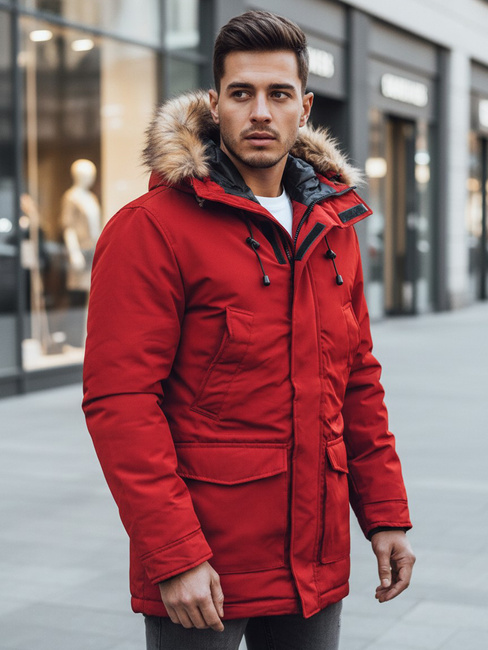 Férfi téli parka kabát piros Dstreet TX2995z