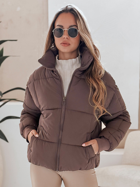 Női téli rövid steppelt kabát VIBEGIRL sötét bézs Dstreet TY4945