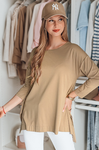 Női vajkrémes oversize blúz COMFILA medállal sötétbarna Dstreet RY2789