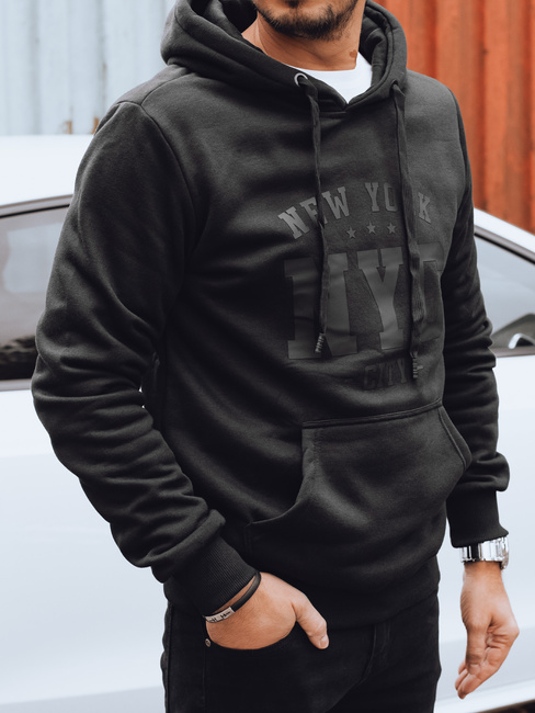 Férfi szigetelt kapucnis pulóver fekete Dstreet BX5934