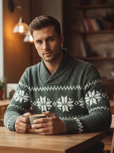 Férfi zöld pulóver Dstreet WX2270