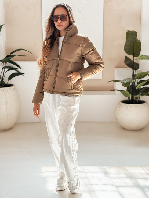 Női steppelt télikabát LAROSE sötét bézs Dstreet TY5217