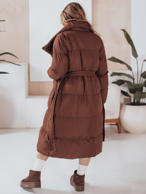 Női hosszú steppelt kabát FAVI barna Dstreet TY4962