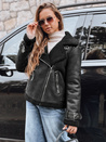 Női ramones dzseki báránybőrrel fekete Dstreet TY5239