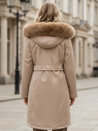 Női téli parka kabát szőrmével bézs színben Dstreet TY5112