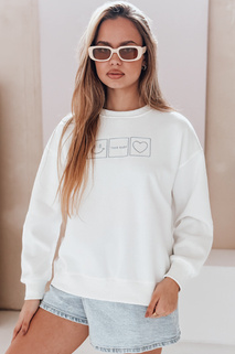 Női oversize pulóver hímzéssel EASYJOY fehér Dstreet BY1514