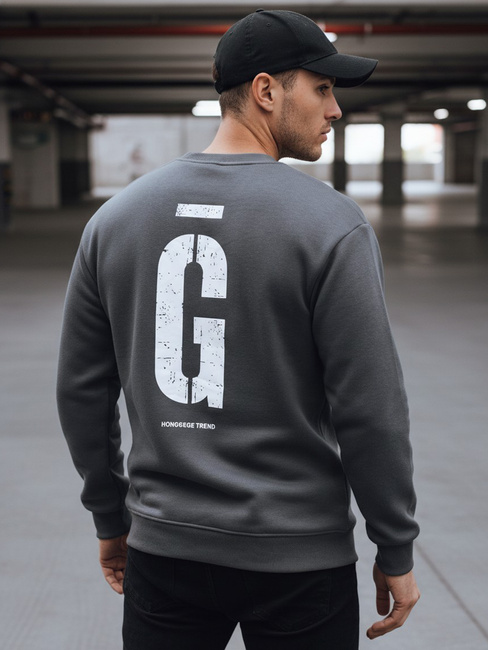 Férfi nyomtatott grafit pulóver Dstreet BX5921