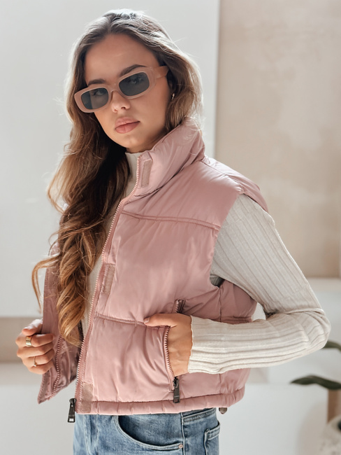 Női steppelt rózsaszínű mellény Dstreet TY5199