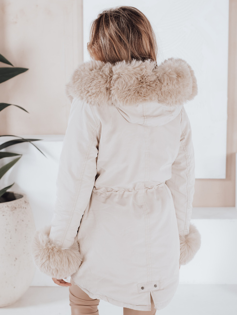 Női téli parka kabát szőrmével CHARMFUR fehér Dstreet TY5225