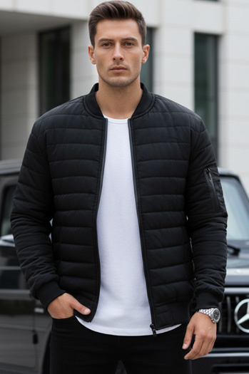 Férfi steppelt bomber kabát fekete TX2213