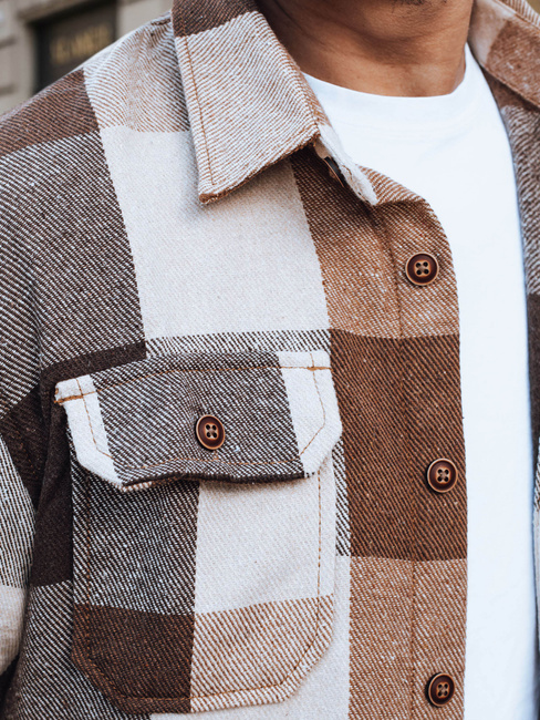 Férfi camel kockás flanel ing Dstreet DX2674