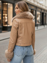 Női bőrdzseki teveszőrrel Dstreet TY5139
