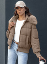 Női steppelt téli kabát szőrmével COLDPACK camel Dstreet TY4427