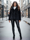 Női szőrme kabát kapucnival fekete Dstreet TY5276z