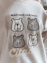 Női oversize pulóver mackókkal MISOBEARS szürke Dstreet BY1436_3