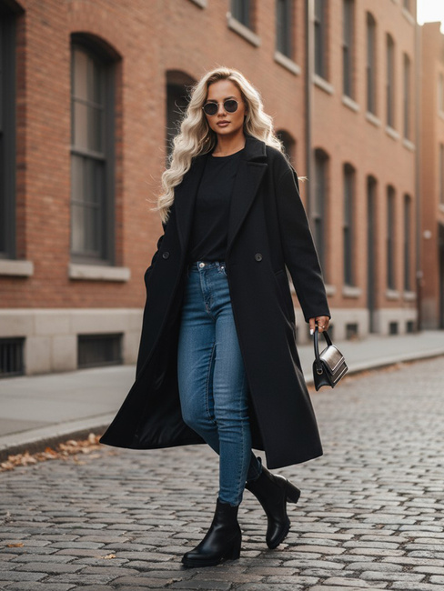 Női oversize átmeneti kabát LORINESS fekete Dstreet TY4692z