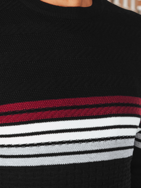 Férfi csíkos pulóver fekete Dstreet WX2322