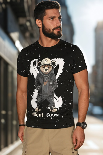 Férfi nyomtatott póló fekete Dstreet RX5655