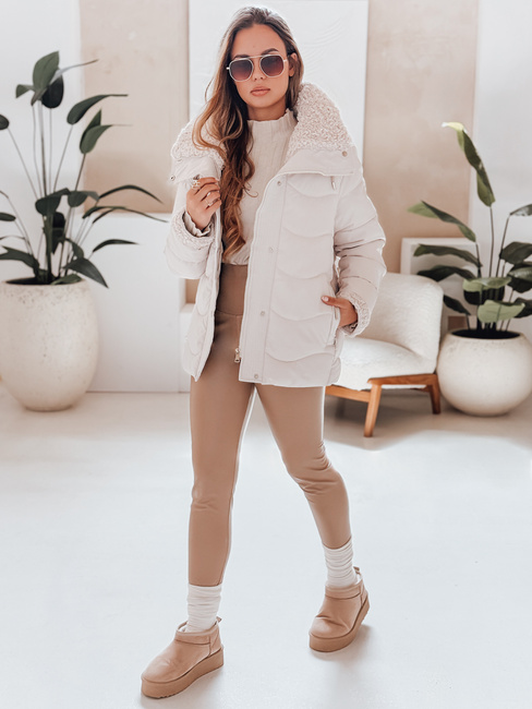 Női WARMMISS steppelt télikabát kapucnival fehér Dstreet TY4922