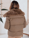 Női steppelt rövid dzseki szőrmével Dstreet camel TY5069