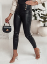 Női viaszos SKINLOVE magasított derekú nadrág fekete Dstreet UY2198