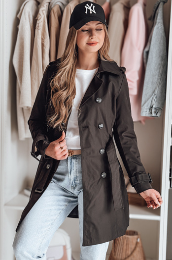 Női dupla melles öves trencsni BELISION fekete Dstreet NY0749