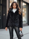 Női szőrme kabát kapucnival fekete Dstreet TY5276z