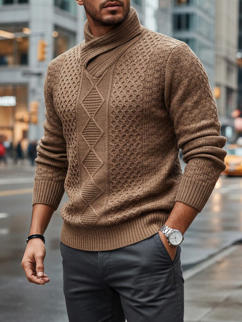 Férfi camel pulóver Dstreet WX2255